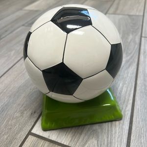 Soccer ball glass coin bank